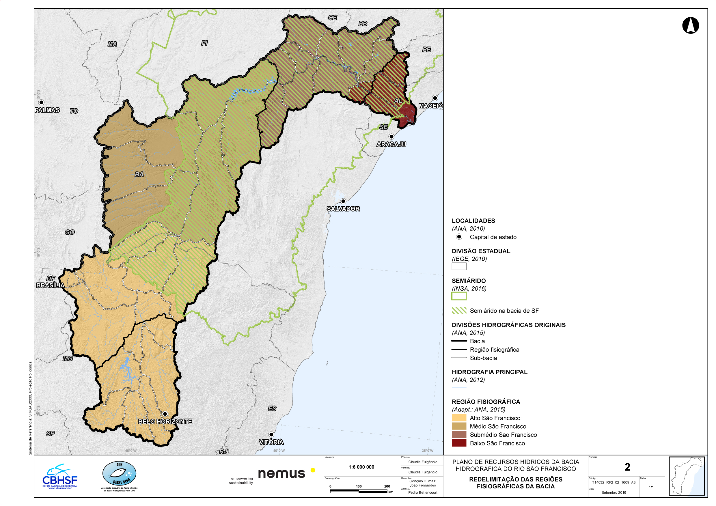 Mapa 2 do RF2 - Redelimitação das Regiões Fisiográficas da Bacia