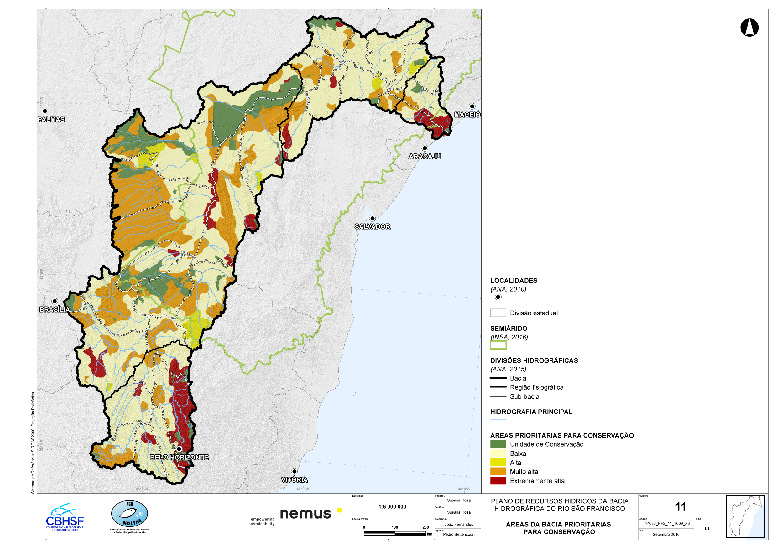 Mapa 11 do RF2 – Áreas da bacia prioritárias para conservação