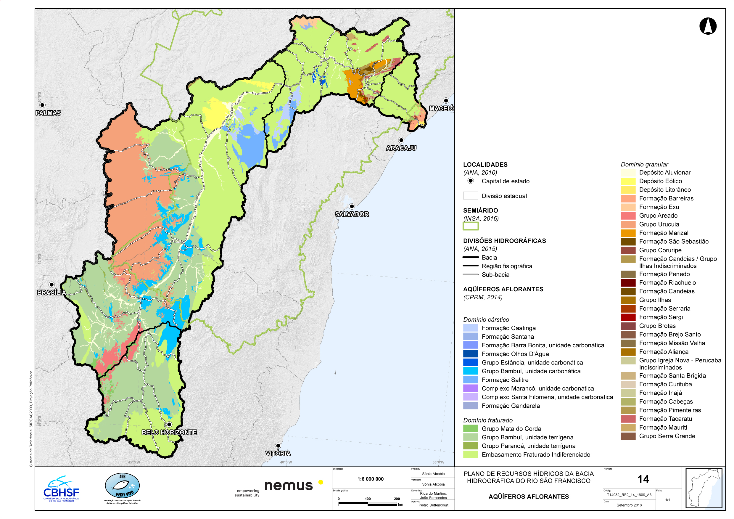 Mapa 14 do RF2 – Aqüíferos Aflorantes