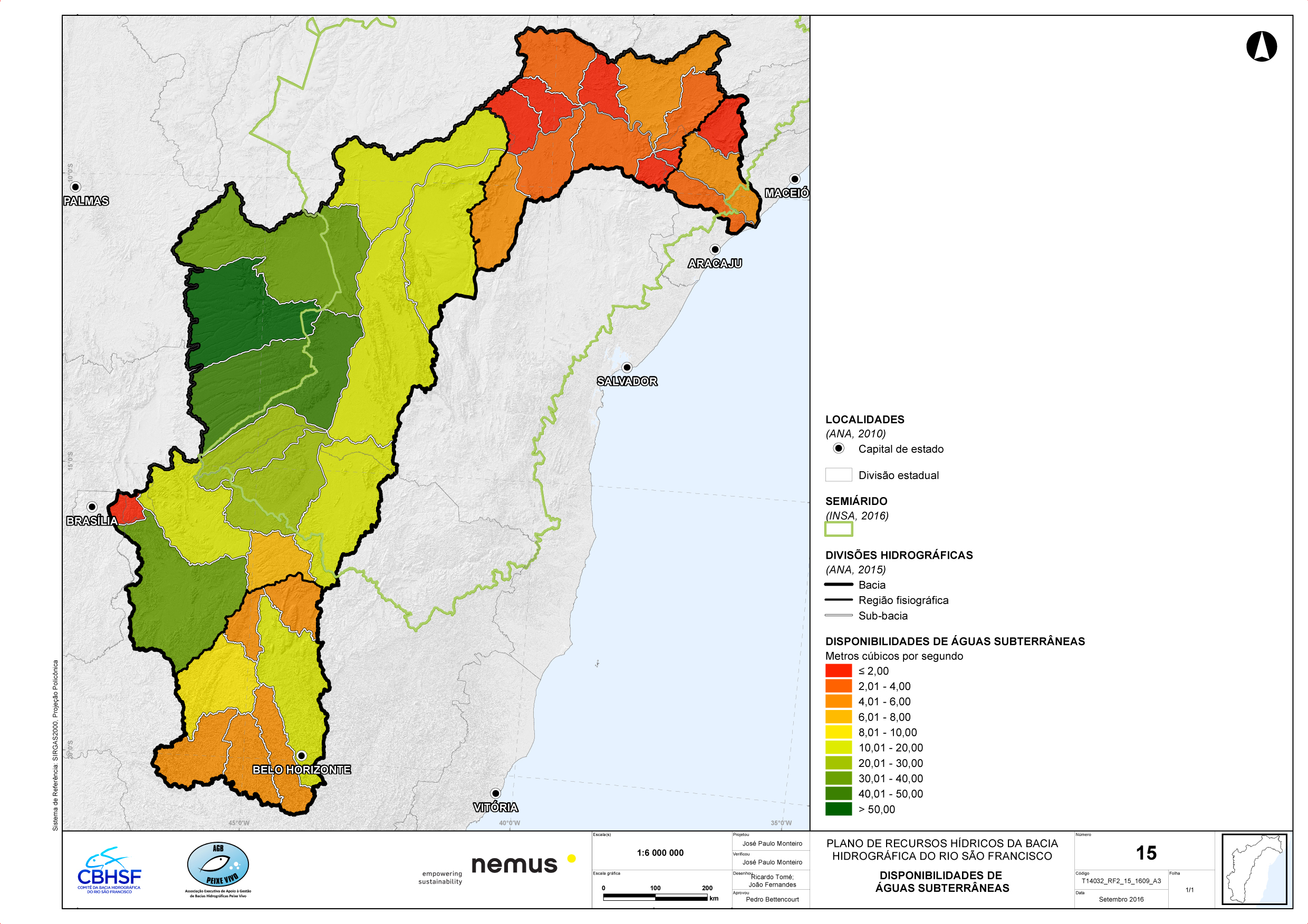Mapa 15 do RF2 – Disponibilidades de águas subterrâneas