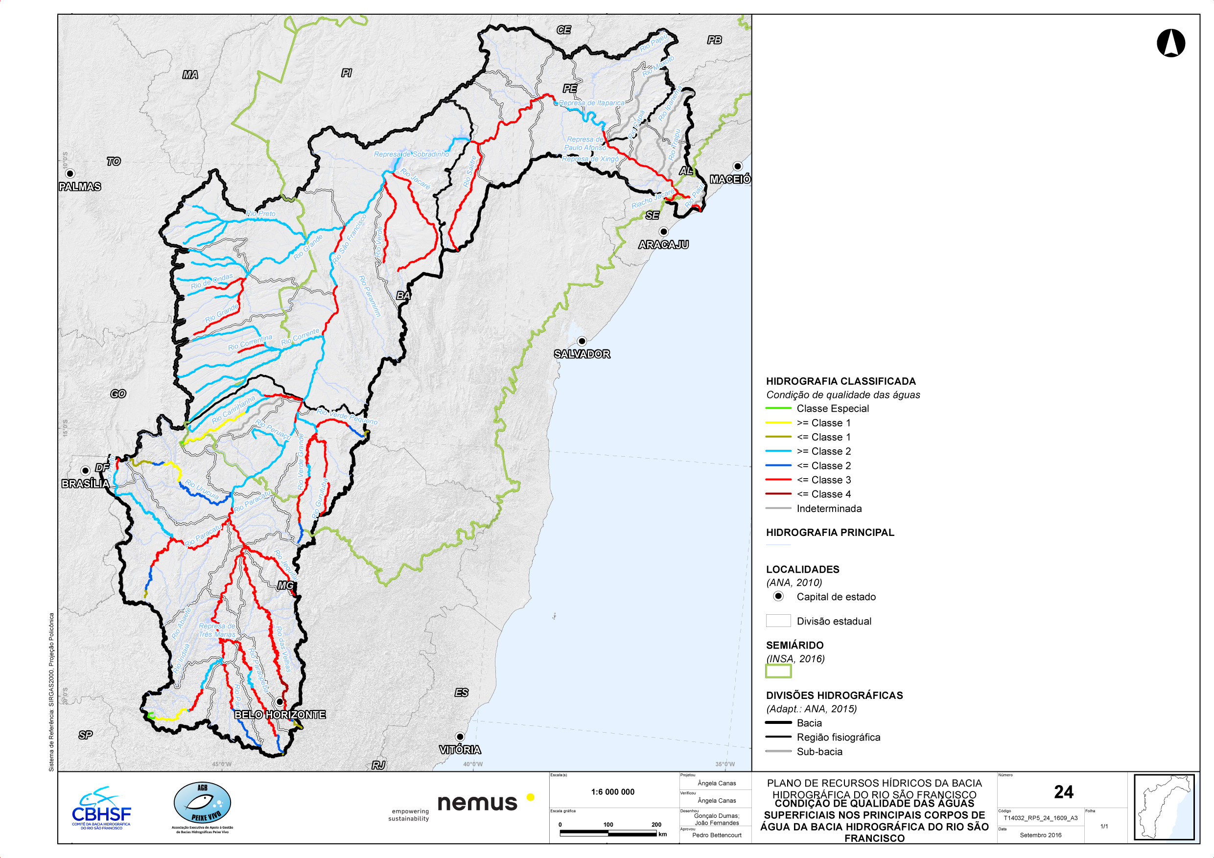 Mapa 24 do RF2 - Condição De Qualidade Das Águas Superficiais Nos Principais Corpos De Água Da Bacia Hidrográfica Do Rio São Francisco
