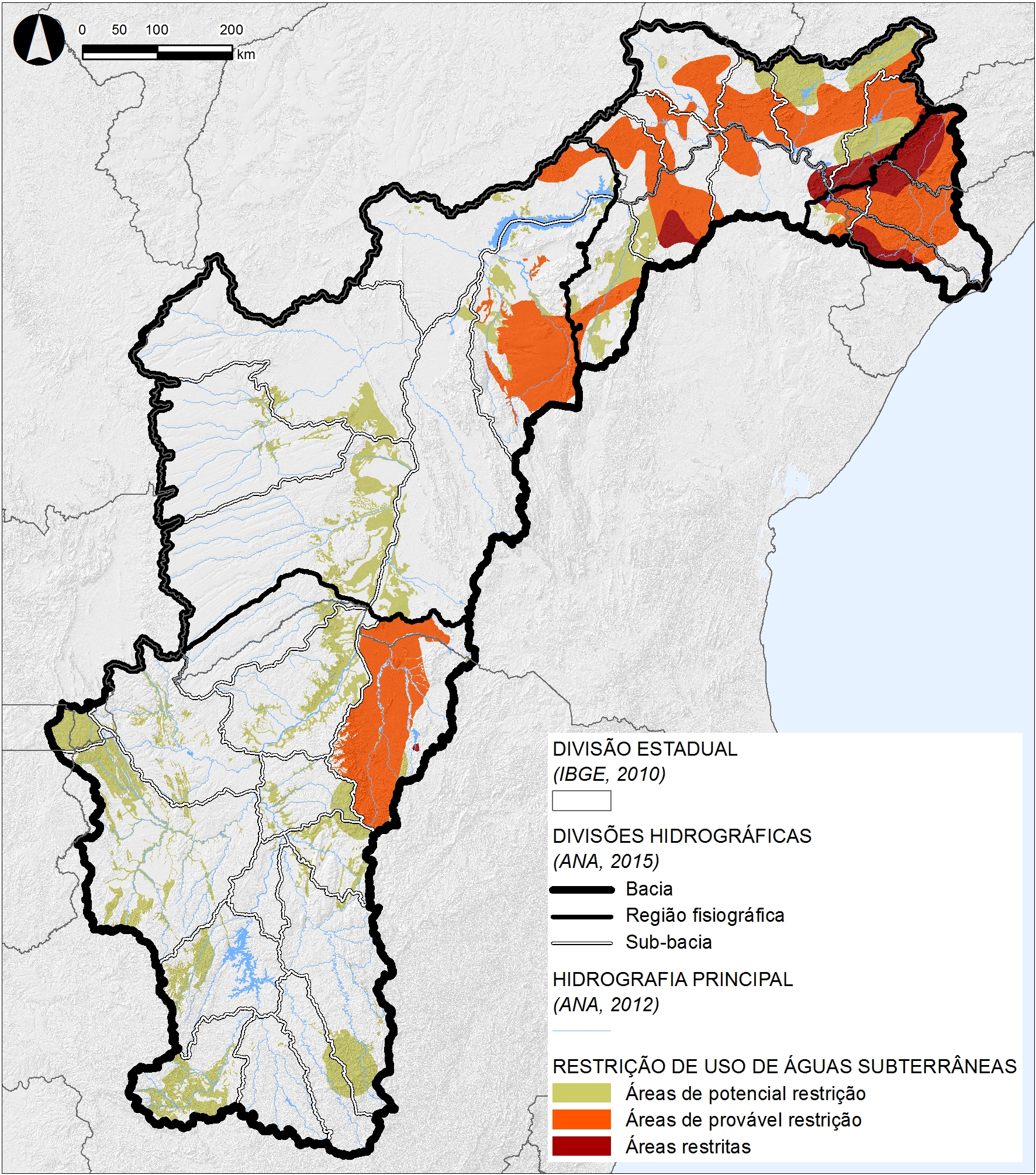Áreas sujeitas a restrições de uso da água subterrânea